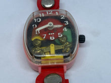 Load image into Gallery viewer, Vintage Merry USA Made Kids Pink Red Plastic Toy Hand-Wind Mechanical Watch Hour