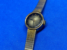 Load image into Gallery viewer, Vintage Timex Lady Gold Tone Brown Round Hand-Wind Mechanical Watch Hours