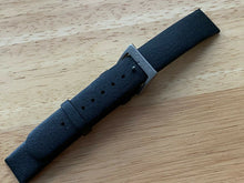 Load image into Gallery viewer, Original Mondaine Black Leather Hook Clasp Watch Band Strap ~ 16mm Straight Lug