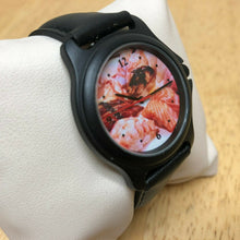 Load image into Gallery viewer, Unused Japan Movt Sushi Dial Black Leather Analog Quartz Watch Hours~New Battery