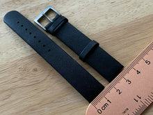 Load image into Gallery viewer, Original Mondaine Black Leather Hook Clasp Watch Band Strap ~ 16mm Straight Lug