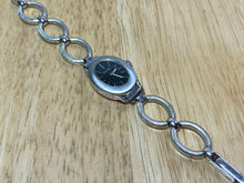 Load image into Gallery viewer, Vintage ZentRa Lady 17J Silver Black Oval Hand-Winding Mechanical Watch Hours