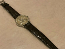 Load image into Gallery viewer, VTG Half Dollar Coin Style Men Silver Leather Hand-Wind Mechanical Watch Hours