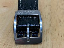 Load image into Gallery viewer, Original NEW Swatch Black Genuine Leather Silver Hook Watch Strap Band~20 mm MAX