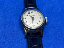 Load image into Gallery viewer, Nice Early Vintage Timex Lady Silver Leather Hand-Wind Mechanical Watch Hours