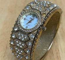 Load image into Gallery viewer, Embassy Gruen Lady Gold Tone Rhinestone Cuff Bangle Quartz Watch Hour~New Batter