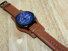 Load image into Gallery viewer, Carju Mens Black Blue Leather Analog Quartz Chronograph Watch Hour~Date~New Batt