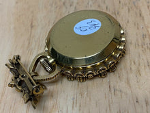 Load image into Gallery viewer, VTG Ingraham Lady Gold Tone Fancy Dial Hand-Wind Mechanical Brooch Watch Hours