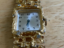 Load image into Gallery viewer, VTG ORIS Lady Gold Tone Large Crystals Square Hand-Wind Mechanical Watch Hours