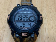 Load image into Gallery viewer, Sharp Men 50m Military Green Digital Alarm Chrono Quartz Watch Hours~New Battery