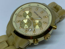 Load image into Gallery viewer, Michael Kors MK-5217 Lady Faux Onyx Analog Quartz Chrono Watch Hours~New Battery
