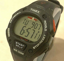 Load image into Gallery viewer, Timex Ironman Men 100m Silver Black Digital Alarm Chrono Watch Hours~New Battery