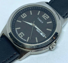 Load image into Gallery viewer, Timex Indiglo Men 50m Silver Black Analog Quartz Watch Hour~Day Date~New Battery