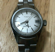 Load image into Gallery viewer, Vintage Timex Lady Fluted Bezel Silver Hand-Winding Mechanical Watch Hours~Date