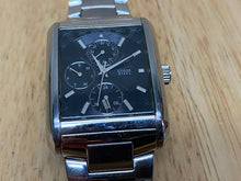 Load image into Gallery viewer, GUESS Steel Men Silver Black Rectangle Analog Quartz Watch Hour~Day Date~New Bat