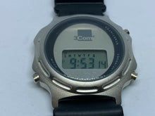 Load image into Gallery viewer, Vintage 3Com Mens Silver LCD Digital Quartz Alarm Chrono Watch Hours~New Battery