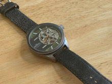 Load image into Gallery viewer, Lucky Brand TY2807SV Men Skeleton Silver Leather Automatic Self-Wind Watch hours