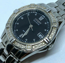 Load image into Gallery viewer, Citizen Eco-Drive E011 Lady 100m 28 Real Diamonds Silver Solar Quartz Watch Hour