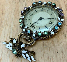 Load image into Gallery viewer, VTG Ingraham Lady Gold Tone Fancy Dial Hand-Wind Mechanical Brooch Watch Hours