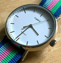 Load image into Gallery viewer, Unused Timex Indiglo Men Lady Silver White Analog Quartz Watch Hours~New Battery