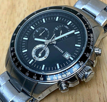 Load image into Gallery viewer, Express Men 50m Silver Black Steel Analog Quartz Chrono Watch Hour~Date~New Batt