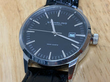 Load image into Gallery viewer, Stuhrling Original Men 50m Silver Black Steel Swiss Quartz Watch Hour~New Batter