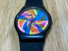 Load image into Gallery viewer, Vintage Bon Bon Men Mystery Dial Black Swiss Parts Quartz Watch Hour~New Batter