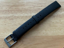 Load image into Gallery viewer, Original Mondaine Black Leather Hook Clasp Watch Band Strap ~ 16mm Straight Lug