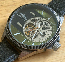 Load image into Gallery viewer, Lucky Brand TY2807SV Men Skeleton Silver Leather Automatic Self-Wind Watch hours