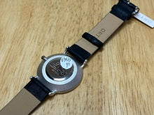 Load image into Gallery viewer, ORTZ Mens Ultra Thin Silver Black Leather Analog Quartz Watch Hours~New Battery