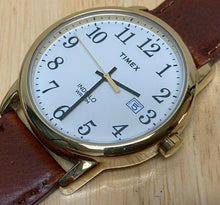 Load image into Gallery viewer, Timex Indiglo Men Gold Tone White Leather Analog Quartz Watch Hour~Date~New Batt