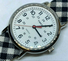Load image into Gallery viewer, Timex Weekender Indiglo Mens Silver White Analog Quartz Watch Hours~New Battery