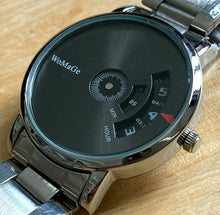 Load image into Gallery viewer, Unused WoMaGe Mens Jump Hour Silver Black Analog Quartz Watch Hours~New Battery