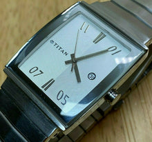 Load image into Gallery viewer, Titan India Mens Silver Steel Barrel Analog Quartz Watch Hours~Date~New Battery