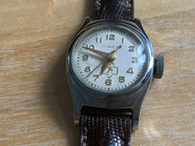 Load image into Gallery viewer, Vintage Timex Girl Scout Lady Silver Leather Hand-Wind Mechanical Watch Hours