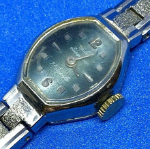 Load image into Gallery viewer, VTG Jules Jurgensen Lady 17 Jewels Silver Blue Hand-Wind Mechanical Watch Hours