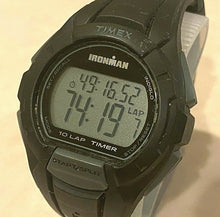 Load image into Gallery viewer, Timex Ironman Men 100m Silver Black Digital Alarm Chrono Watch Hours~New Battery