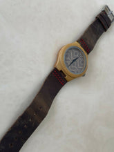 Load image into Gallery viewer, Custom Made Solid Wood Case Leather Band Analog Quartz Watch Hours~New Battery