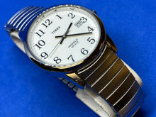 Load image into Gallery viewer, Timex Indiglo Mens 30m Silver White Stretch Analog Quartz Watch Hour~New Battery