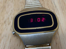 Load image into Gallery viewer, RARE VTG LA GENERALE Men Gold Tone Swiss RED LED Digital Chronograph Watch Hours