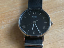Load image into Gallery viewer, Timex Mens 41mm Silver Black Leather Roman Analog Quartz Watch Hours~New Battery