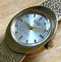 Load image into Gallery viewer, VTG Gruen Lady 17J 10k RGP Gold GF Band Swiss Hand-Wind Mechanical Watch Hours