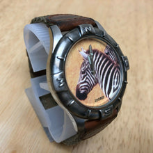 Load image into Gallery viewer, ZOOBEE Men 30m Zebra Dial Green Fabric Band Analog Quartz Watch Hour~New Battery