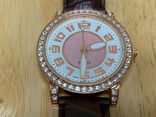 Load image into Gallery viewer, Japan Movt Men Leather Gold Tone Rhinestone Analog Quartz Watch Hour~New Battery