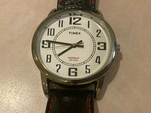 Load image into Gallery viewer, Timex Indiglo Men 30m Silver White Leather Analog Quartz Watch Hours~New Battery