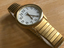 Load image into Gallery viewer, Timex Indiglo Mens 30m Gold-White Stretch Analog Quartz Watch Hours~New Battery