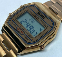 Load image into Gallery viewer, Unused Skmei Men 30m Rose Gold Tone Digital Alarm Chrono Watch Hours~New Battery
