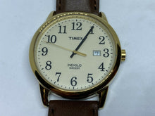 Load image into Gallery viewer, Timex Indiglo Men 30m Gold Tone Leather Analog Quartz Watch Hour~Date~New Batter