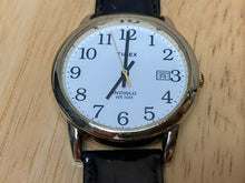 Load image into Gallery viewer, Timex Men 30m Gold-White Leather Band Analog Quartz Watch Hours~Date~New Battery