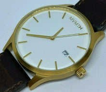 Load image into Gallery viewer, MVMT M04 Men 30m Gold Tone Steel Leather Analog Quartz Watch Hours~Date~New Batt